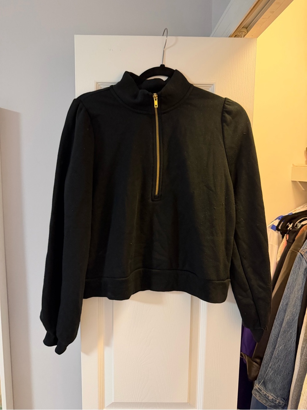 Z Supply Black Half-Zip Pullover Sweater with Gold Zipper